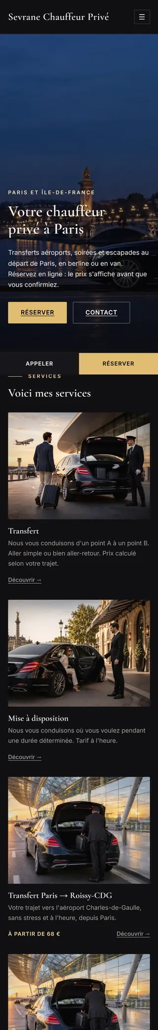 Le même site sur téléphone